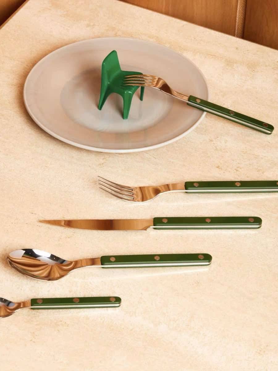 S/10 French Retro Flatware Set, Stainless Steel Rivet Cutlery Silverware