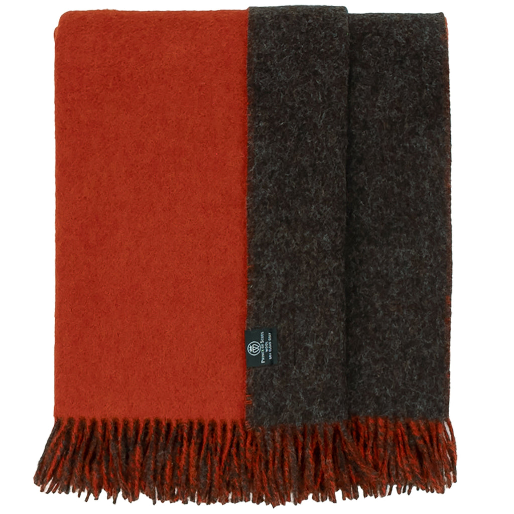 Highland Tweeds Reversible Double Cloth Throw - Orange/Brown