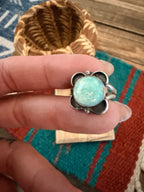Handcrafted Golden Hills Turquoise & Sterling Silver Ring Size 6.5