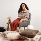 Forest Night Handwoven Neutral Cashmere Merino Scarf