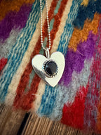 Handcrafted Sterling Silver & Onyx Heart Pendant by Joseph Martinez