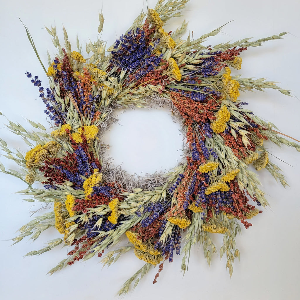 Handmade Dried Flower Wreath - Primary Colors