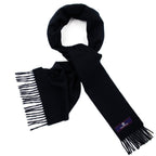 Prince of Scots Fringed Merino Wool Scarf - Navy