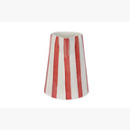 Ceramic Stripe Pitcher, Red- 8.25 x 8.25 x 8 Inches