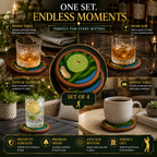 Golf Coasters, Durable Wooden Drink Coasters with Holder