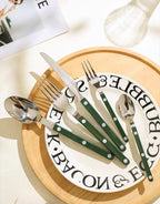 S/10 French Retro Flatware Set, Stainless Steel Rivet Cutlery Silverware