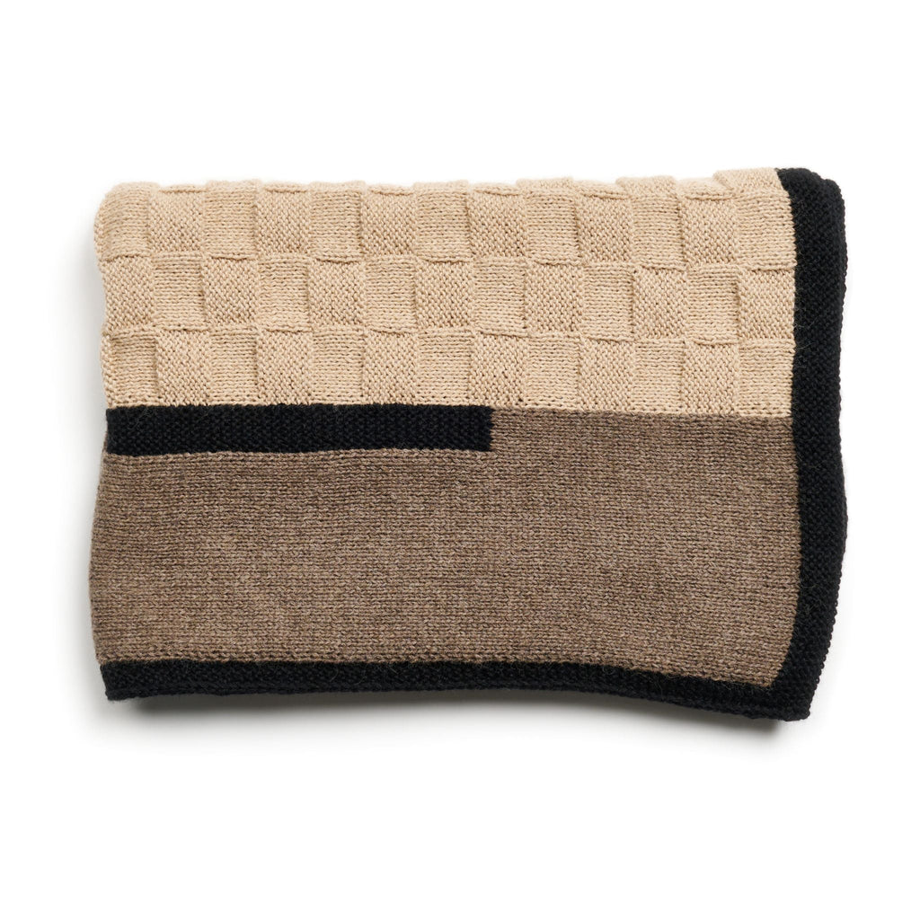 Plush Muhu Brown Gray Hand Knitted Alpaca Blanket Shawl