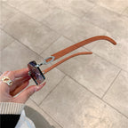 Fashion Sunglasses Frameless Wood Grain Glasses Leg Sunglasses