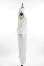 Women's Linen-Style Two-Piece Set – V-Neck Top & Wide-Leg Pants