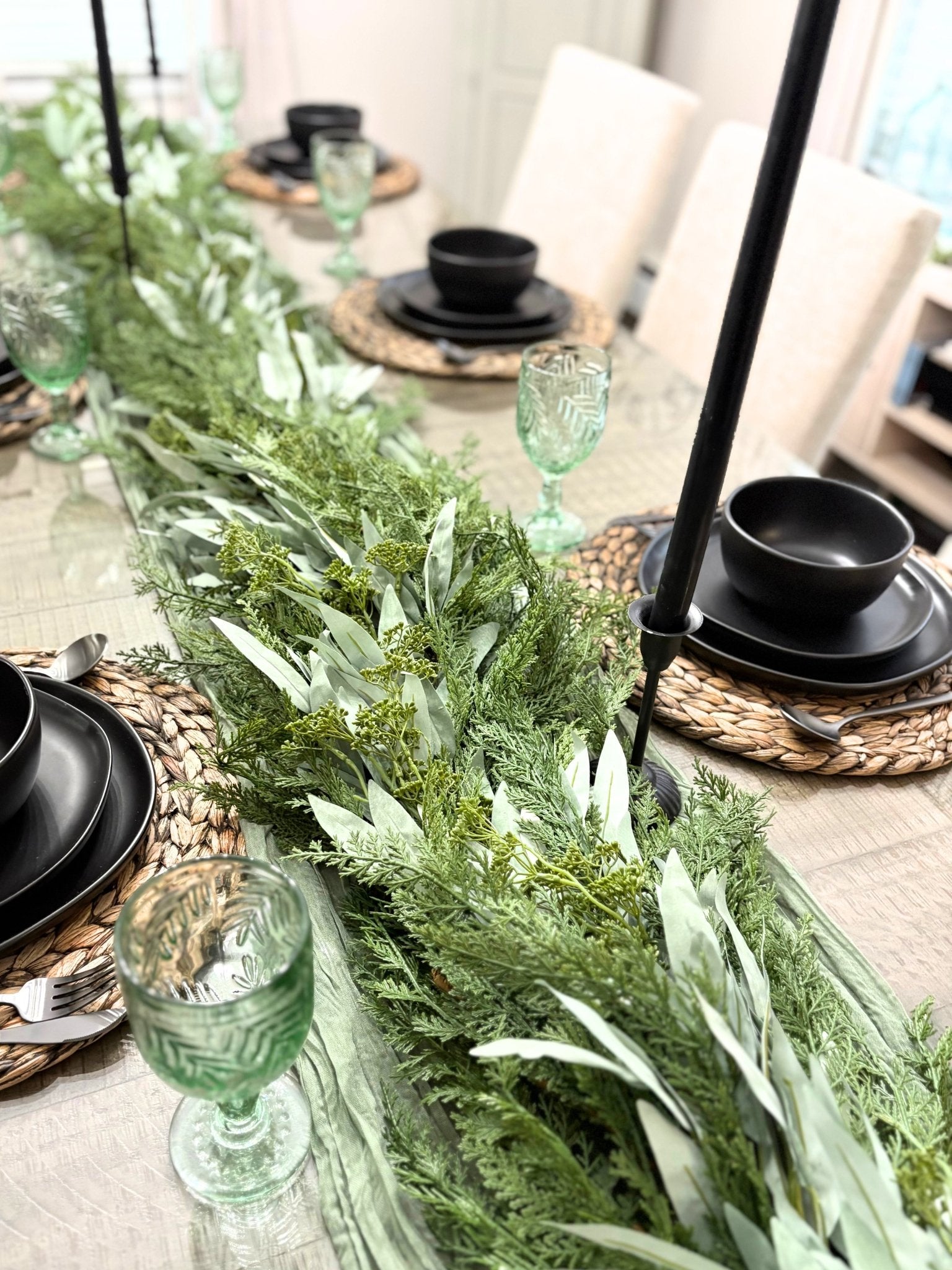 9’ Artificial Real-Touch Cedar and Long Leaf Eucalyptus Garland - Ship by 9/30/2026 - Che Cose Belle