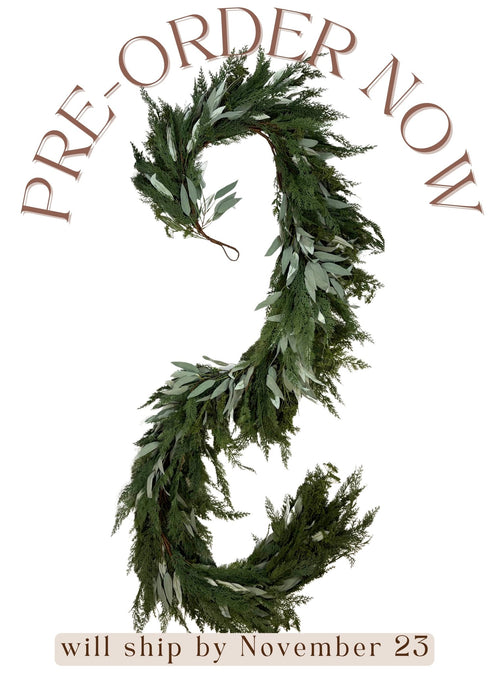 9’ Artificial Real-Touch Cedar and Long Leaf Eucalyptus Garland - Ship by 9/30/2026 - Che Cose Belle