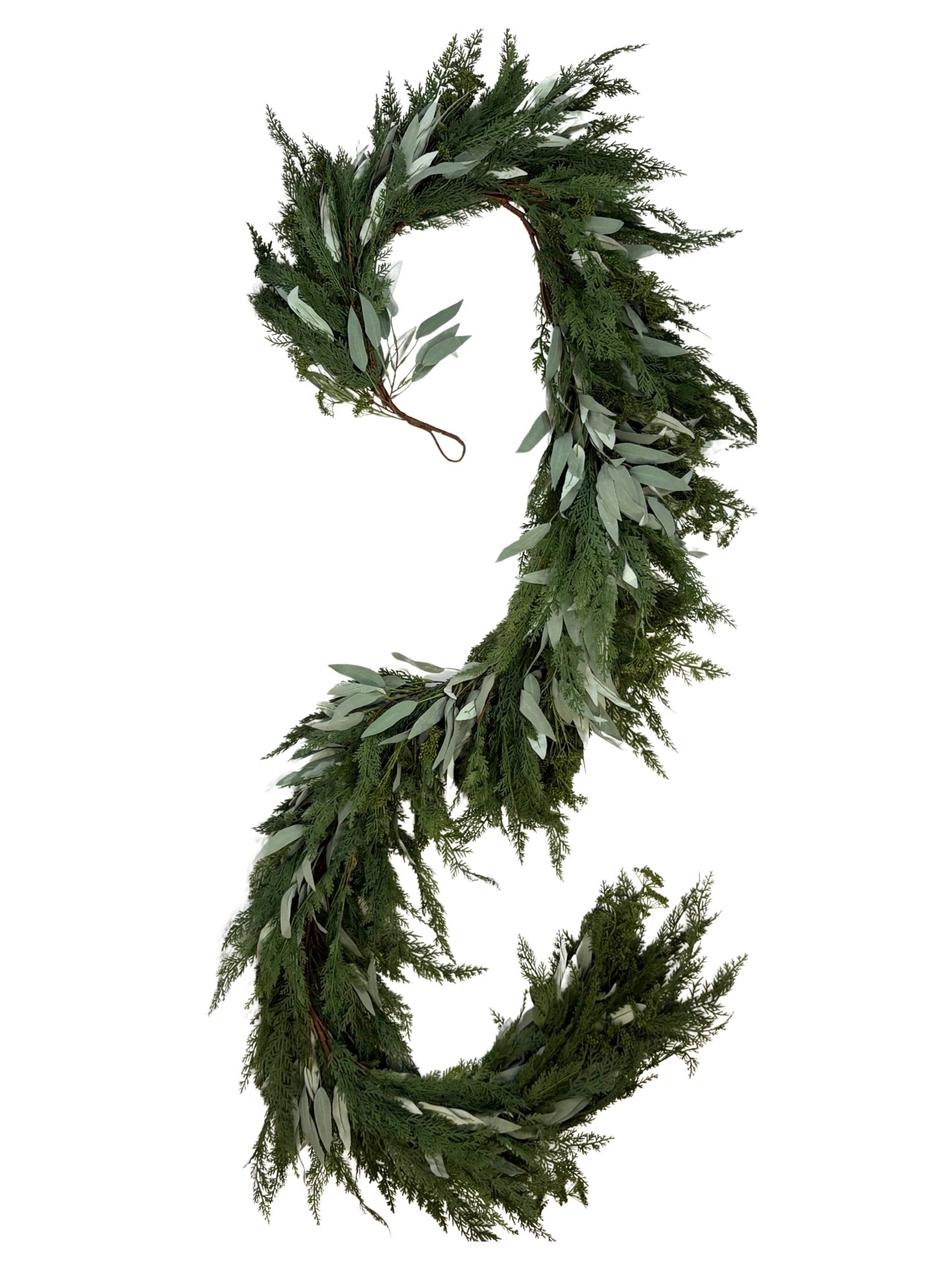 9’ Artificial Real-Touch Cedar and Long Leaf Eucalyptus Garland - Ship by 9/30/2026 - Che Cose Belle