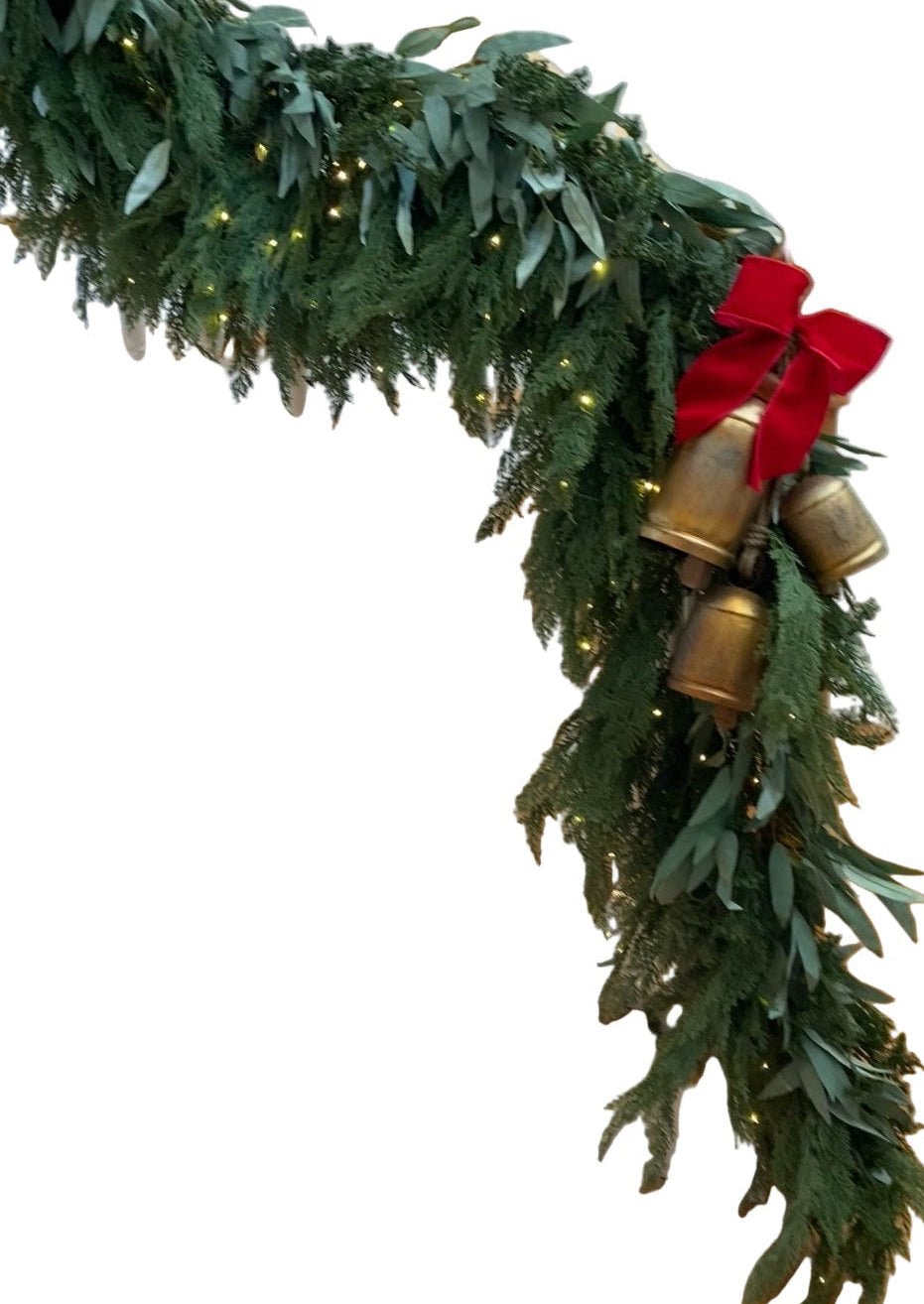 9’ Artificial Real-Touch Cedar and Long Leaf Eucalyptus Garland - Ship by 9/30/2026 - Che Cose Belle