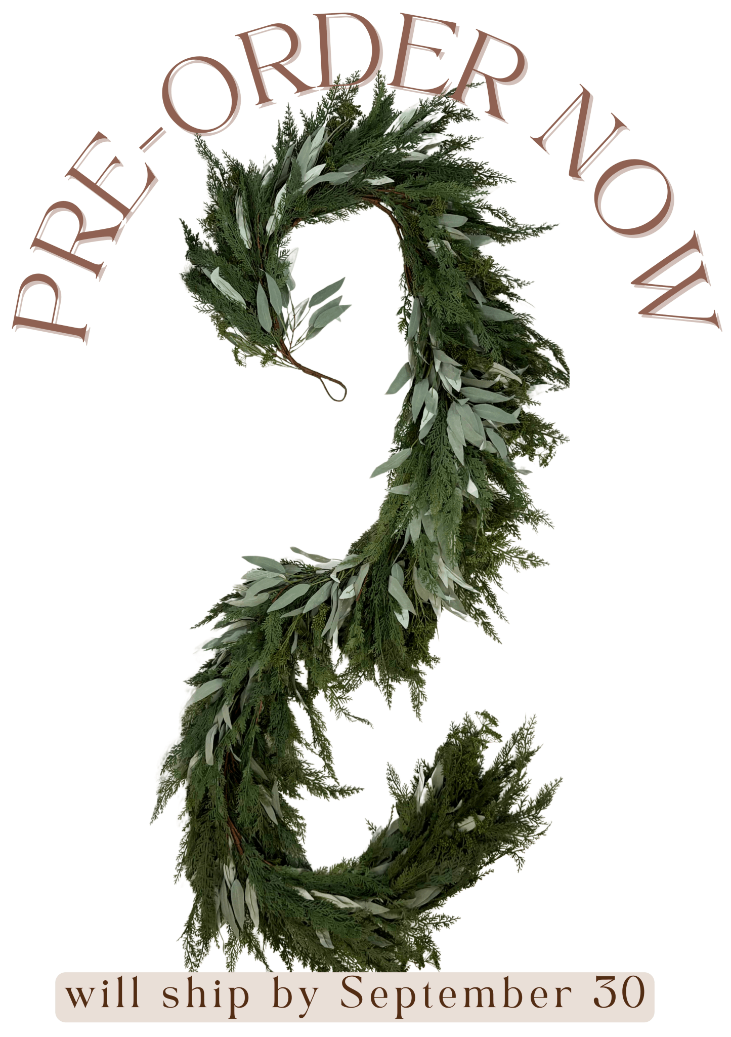 9’ Artificial Real-Touch Cedar and Long Leaf Eucalyptus Garland - Ship by 9/30/2026 - Che Cose Belle