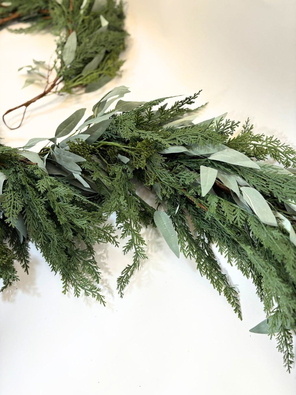 9’ Artificial Real-Touch Cedar and Long Leaf Eucalyptus Garland - Ship by 9/30/2026 - Che Cose Belle