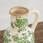 9” Floral Tuscan Ceramic Green Scroll Jar - Che Cose Belle