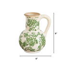 9” Floral Tuscan Ceramic Green Scroll Jar - Che Cose Belle