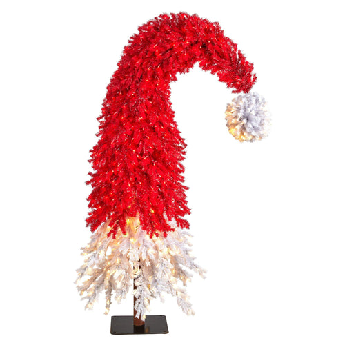 9’ Holiday Red Santa’s Hat Christmas Tree with 600 LED lights and 1992 Bendable Branches - Che Cose Belle