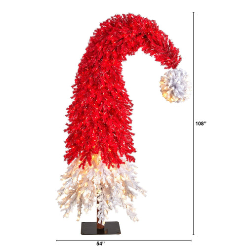 9’ Holiday Red Santa’s Hat Christmas Tree with 600 LED lights and 1992 Bendable Branches - Che Cose Belle