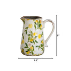 9” Lemon Print Ceramic Rustic Jug Vase - Che Cose Belle