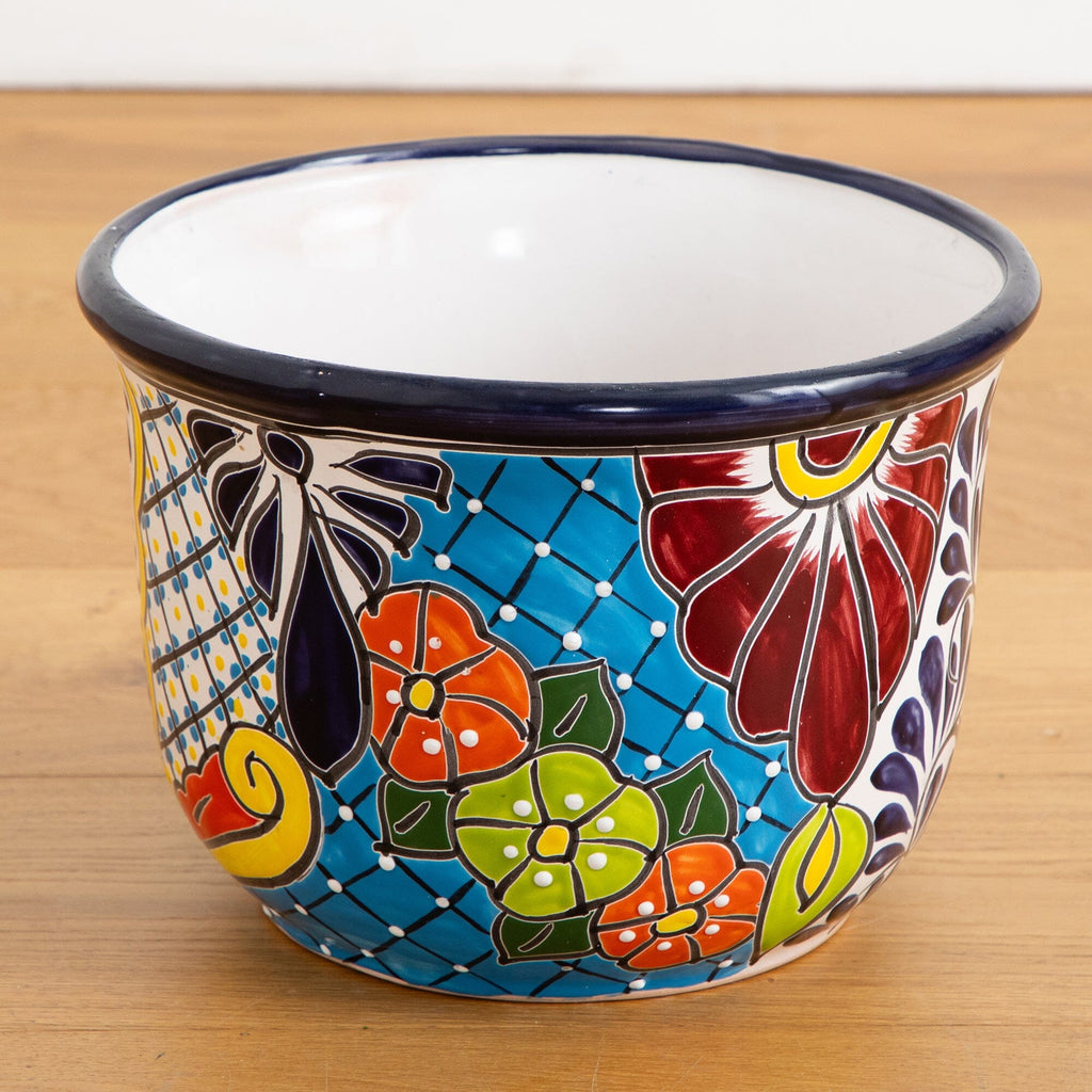9" x 12.5" Handmade Mexican Talavera Ceramic Planter - Che Cose Belle