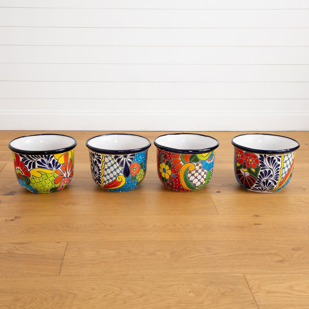 9" x 12.5" Handmade Mexican Talavera Ceramic Planter - Che Cose Belle