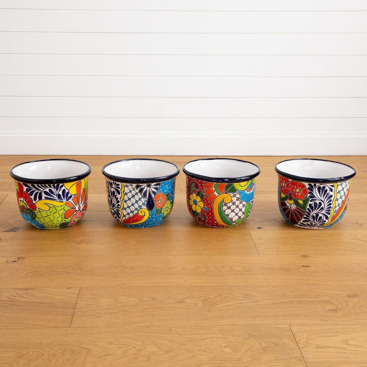 9" x 12.5" Handmade Mexican Talavera Ceramic Planter - Che Cose Belle