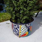 9" x 12.5" Handmade Mexican Talavera Ceramic Planter - Che Cose Belle