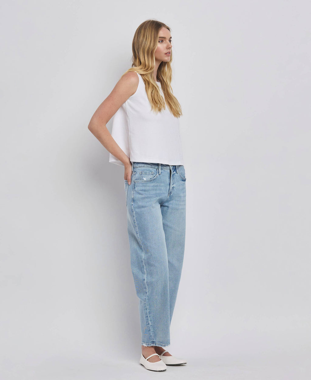 Lovervet by VERVET High Rise Barrel Leg Jeans