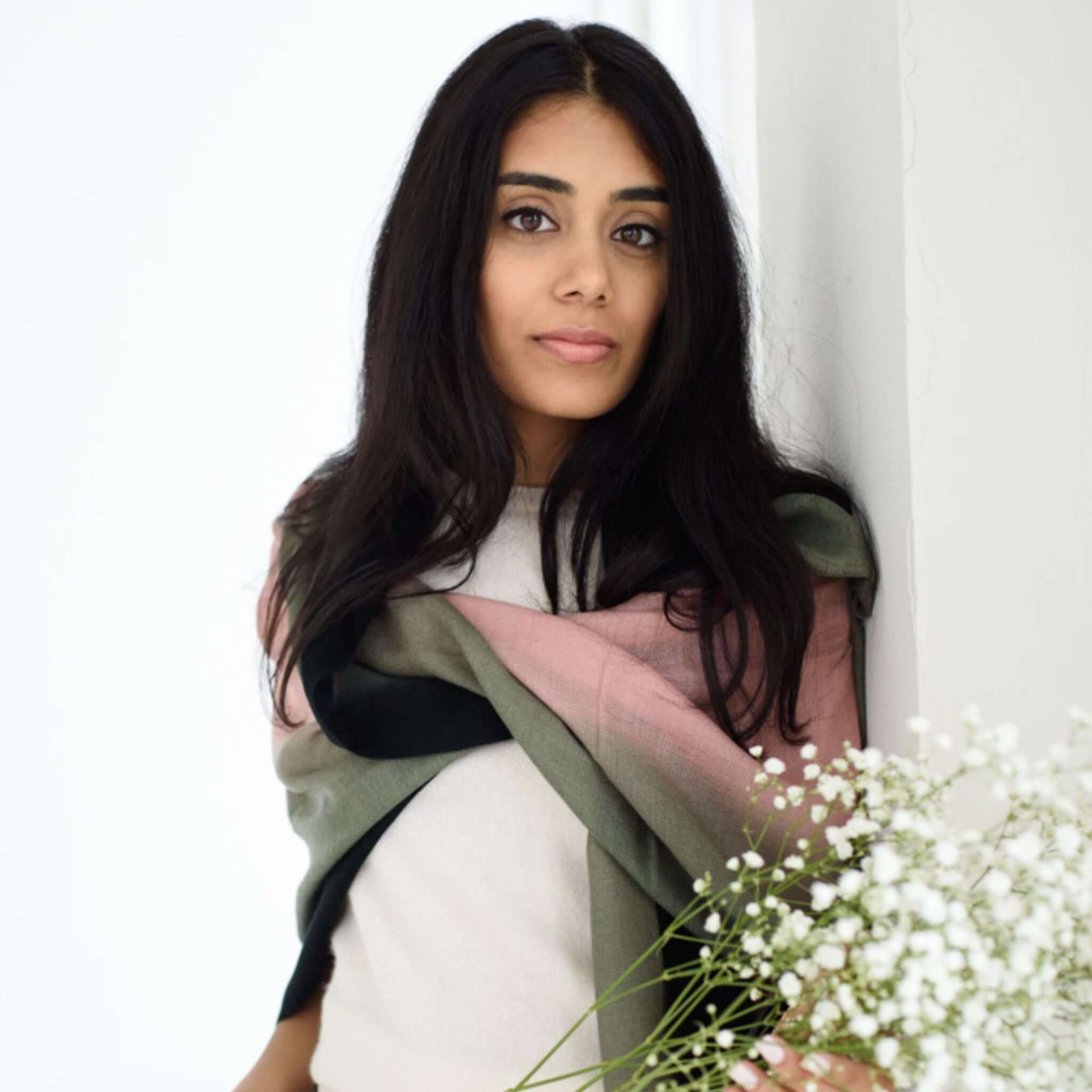 Iris Kiwi Cashmere Merino Handwoven Scarf