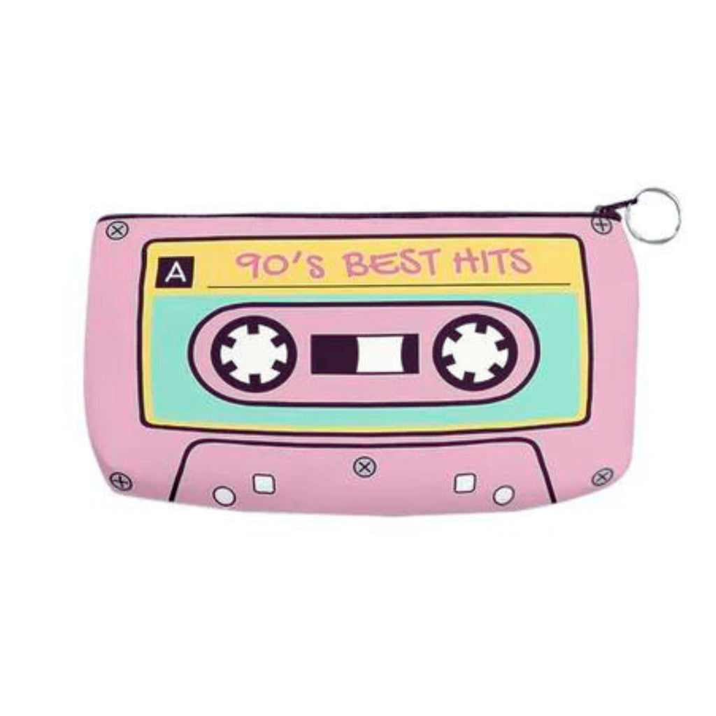 '90s Best Hits Cassette Tape Zipper Pouch | Makeup Bag or Pencil Case - Che Cose Belle