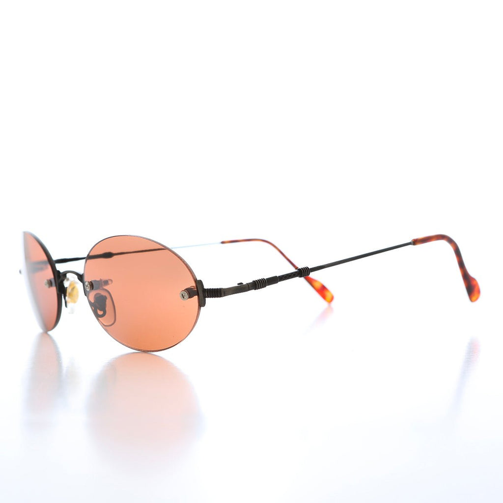 90s Rimless Oval Copper Lens Sunglass - Romaine - Che Cose Belle