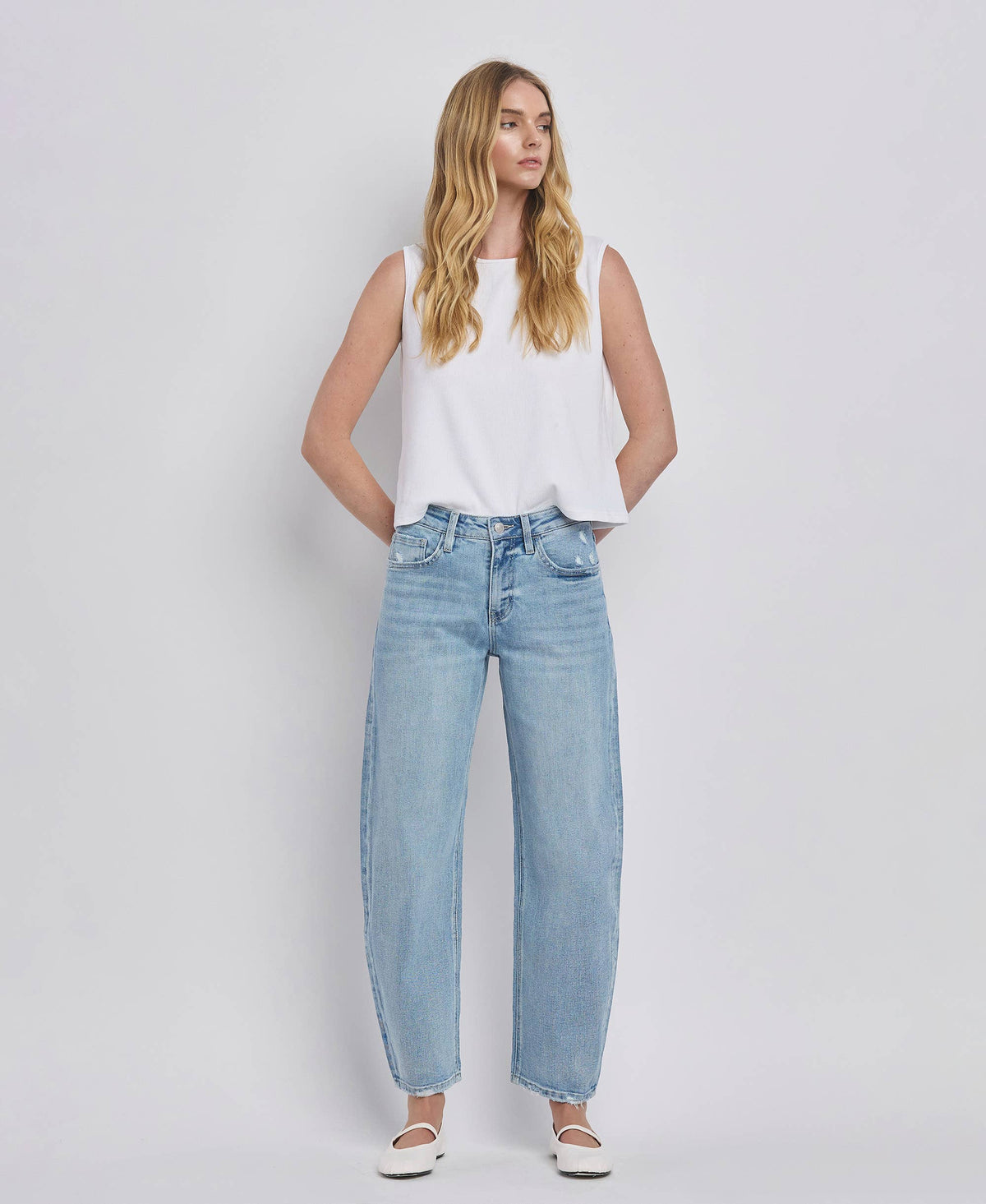 Lovervet by VERVET High Rise Barrel Leg Jeans