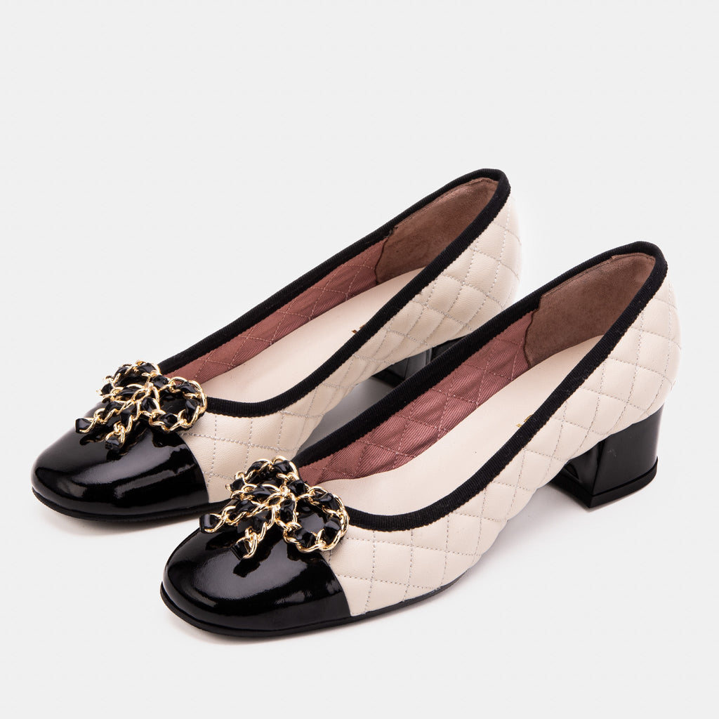 The Bellarose Ivory Quilted Leather Women Heel