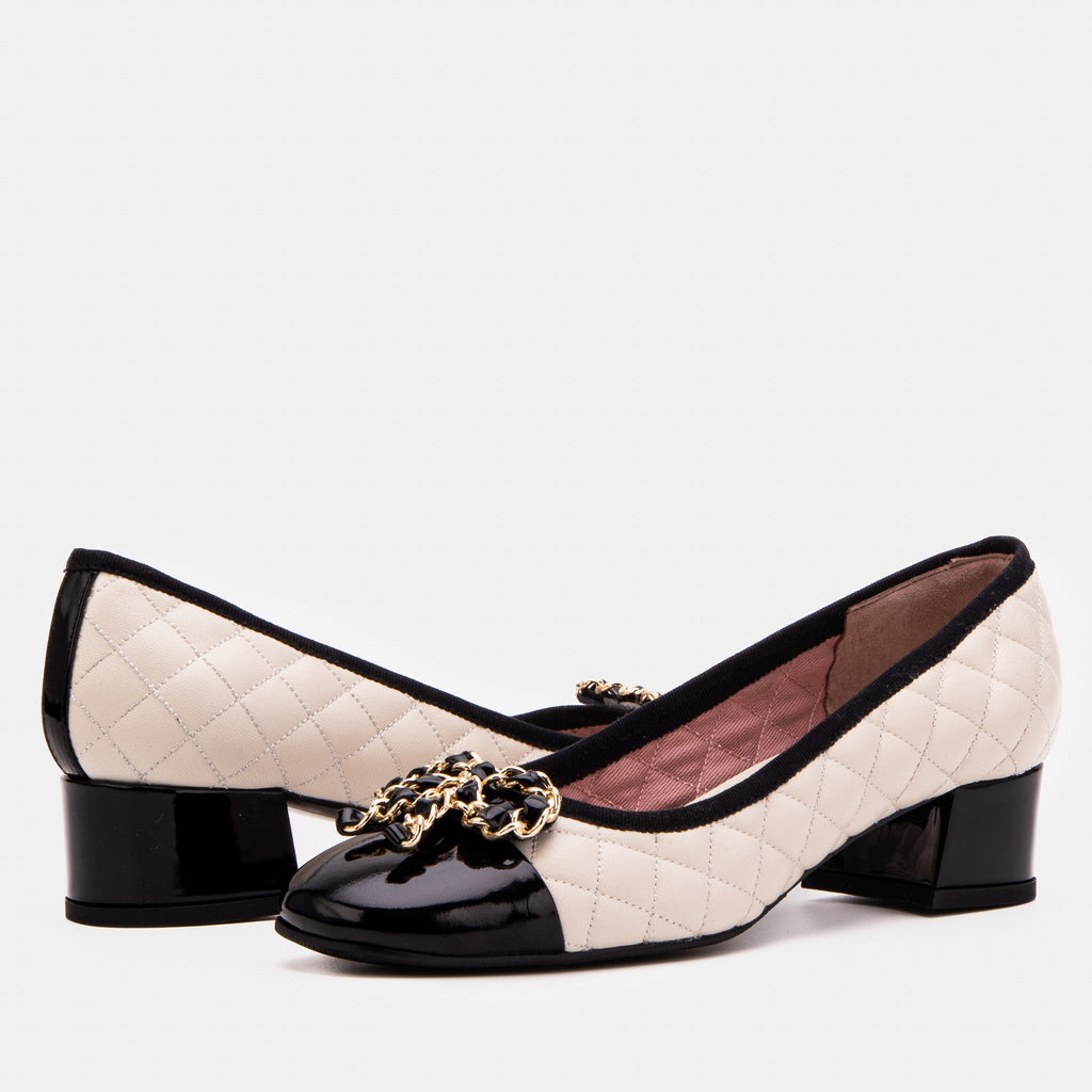 The Bellarose Ivory Quilted Leather Women Heel