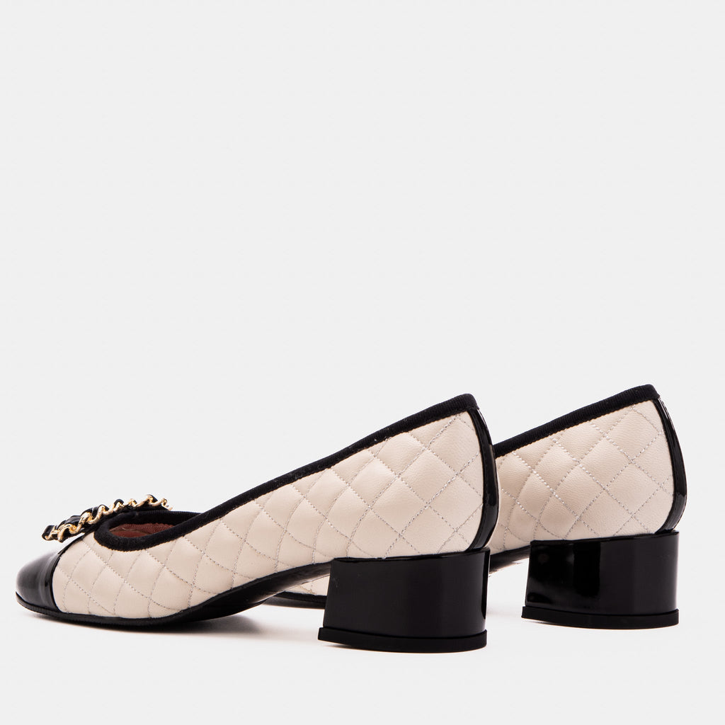 The Bellarose Ivory Quilted Leather Women Heel