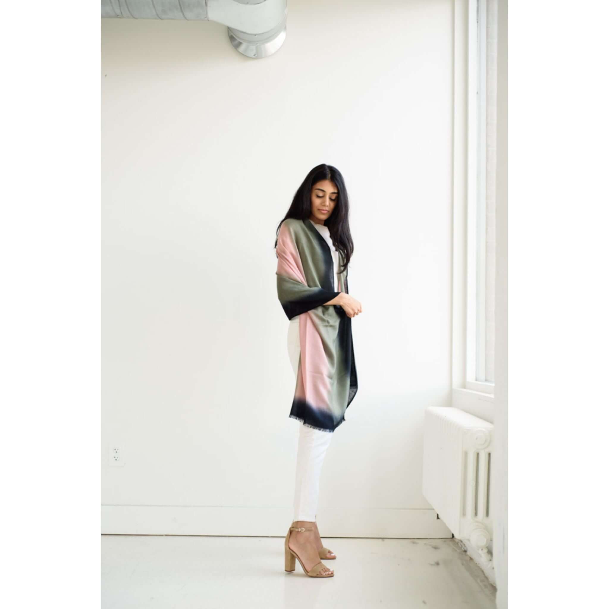 Iris Kiwi Cashmere Merino Handwoven Scarf