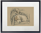 Dog with Hat Sketch Print in Black Frame