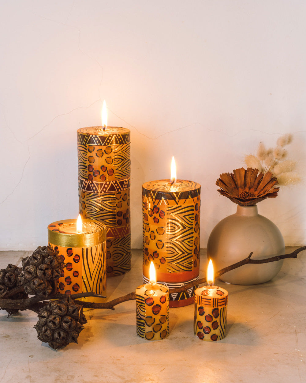 Animal Print Painted Candles
