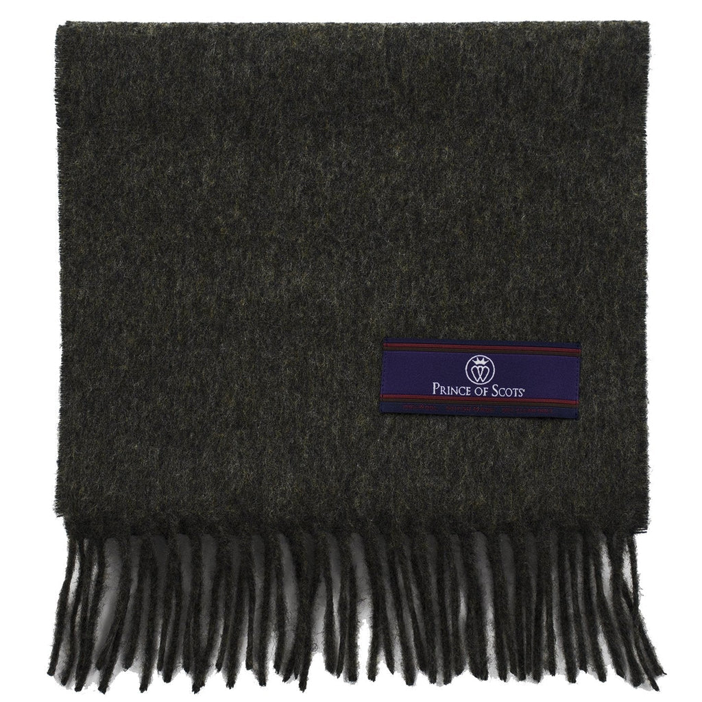 Prince of Scots Fringed Merino Wool Scarf - Grey