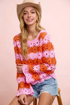 BiBi Flower Crochet Knit Top