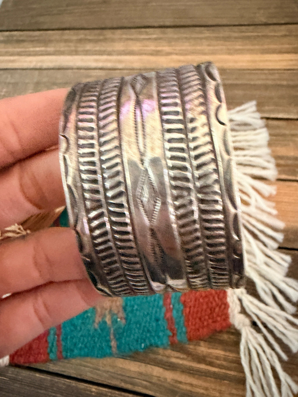 Handcrafted Old Pawn Sterling Silver Cuff Bracelet