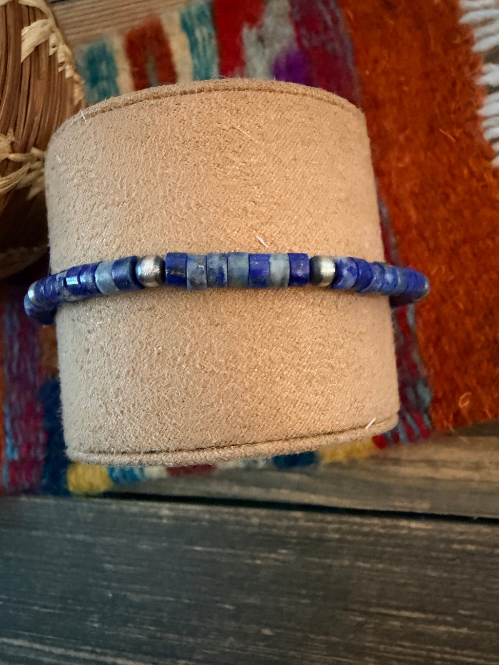 Handcrafted Lapis & Sterling Silver Pearl Beaded Bracelet