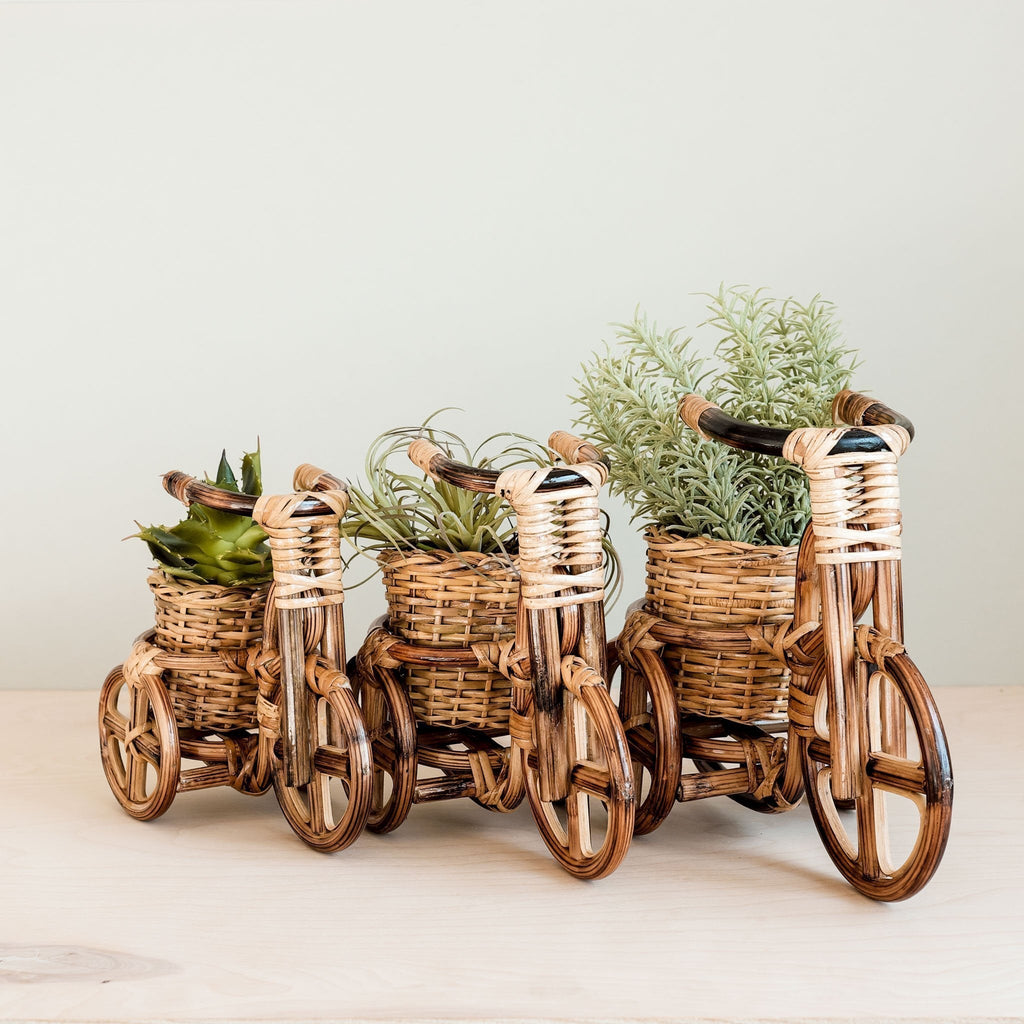 Bicycle Rattan Planter, medium - Handmade Planters | LIKHÂ