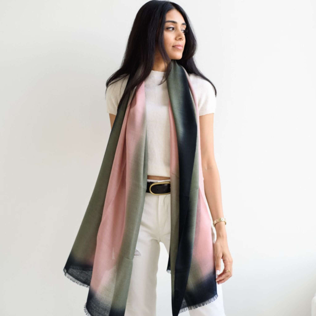 Iris Kiwi Cashmere Merino Handwoven Scarf