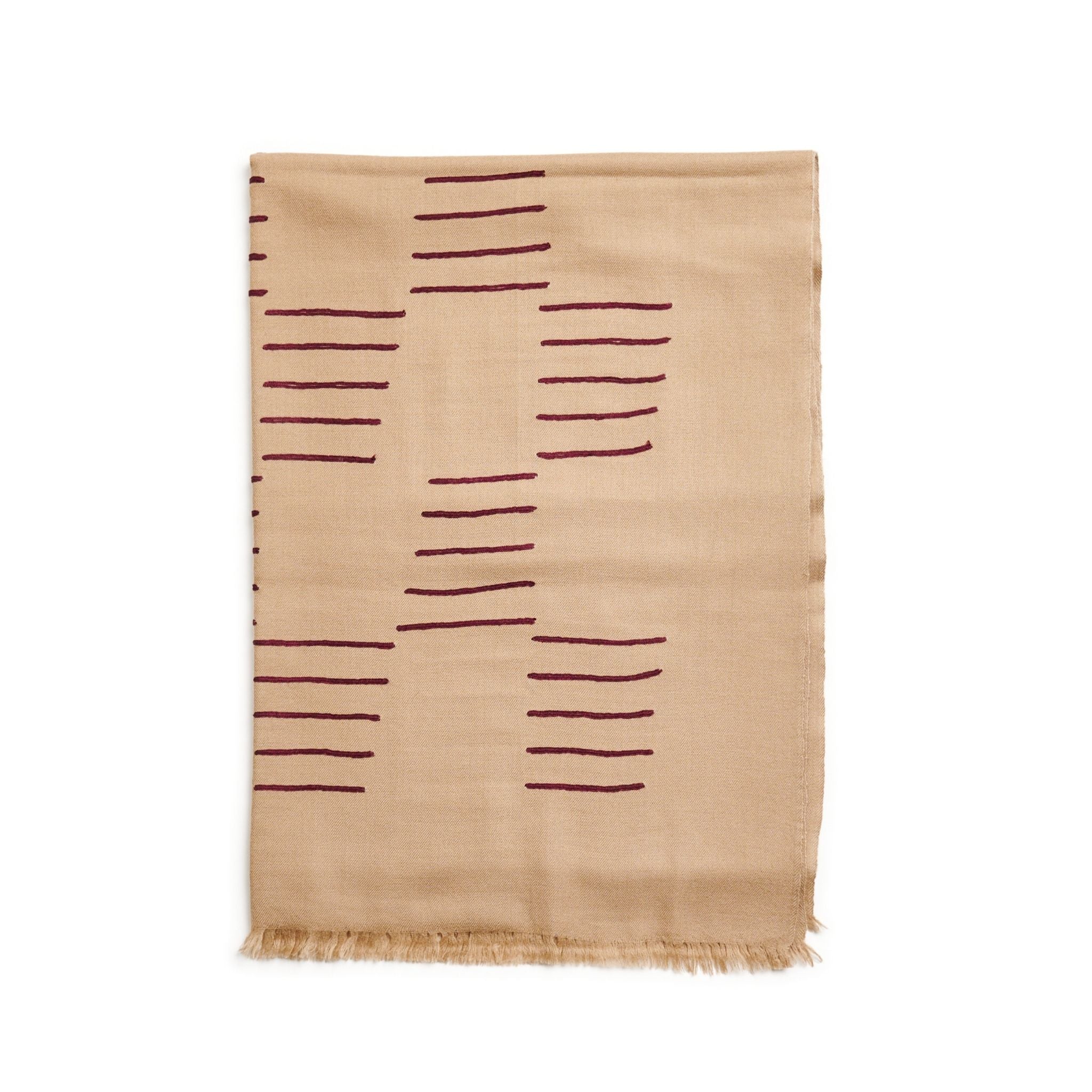 Maple Beige Handwoven Hand Embroidered Classic Scarf