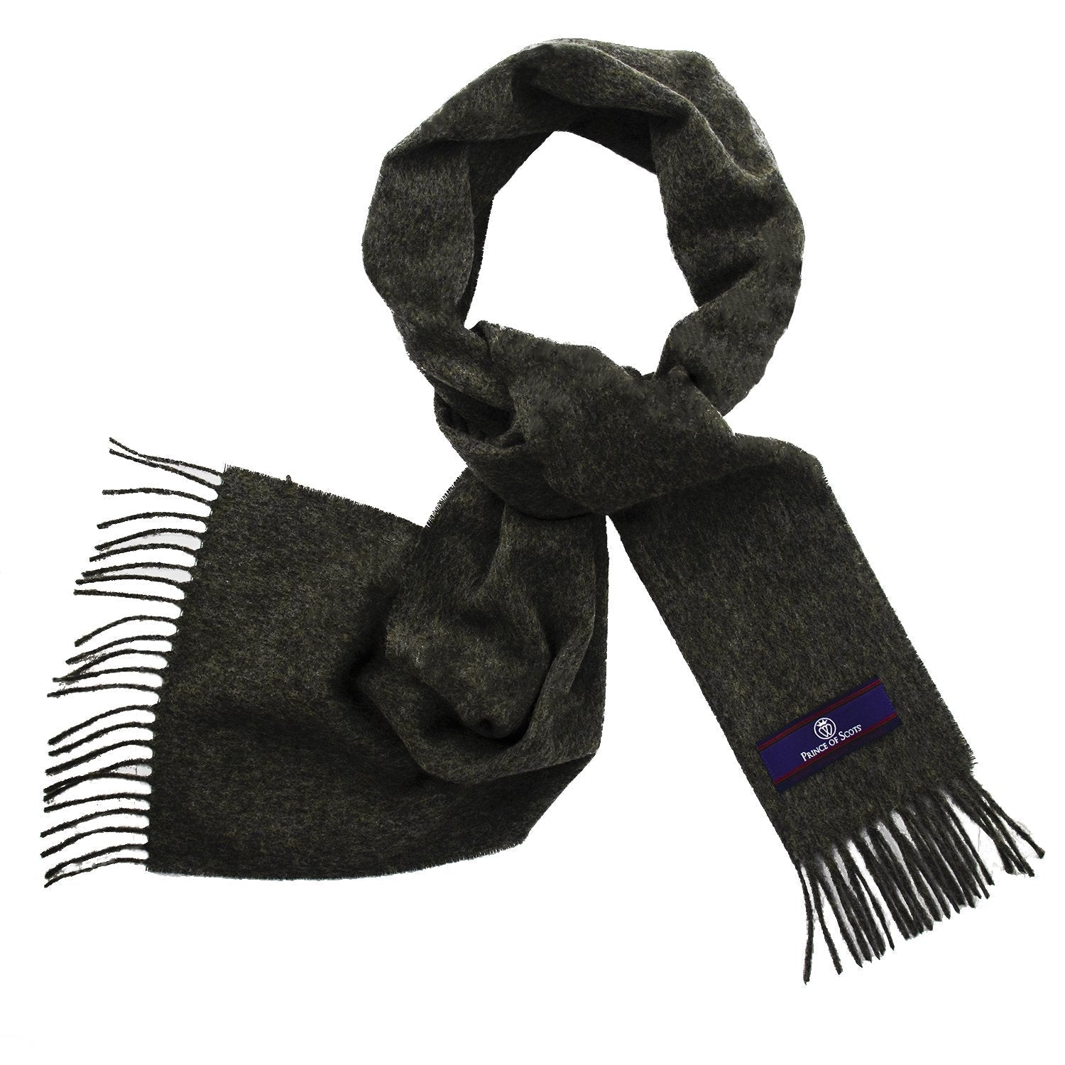 Prince of Scots Fringed Merino Wool Scarf - Grey