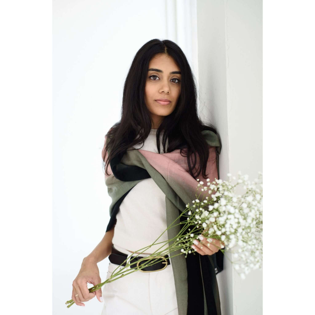 Iris Kiwi Cashmere Merino Handwoven Scarf