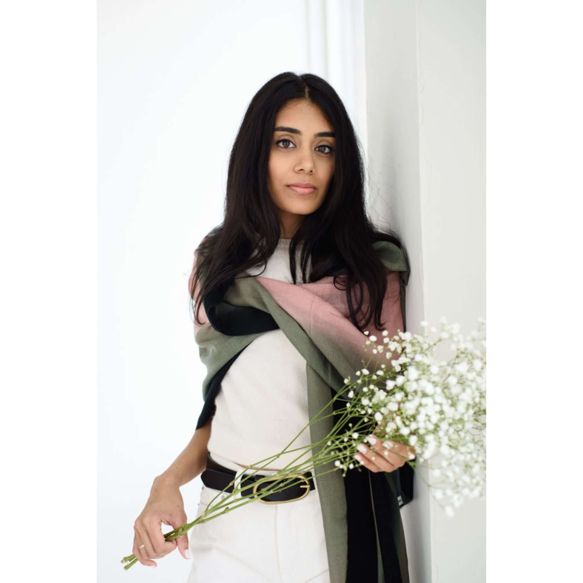 Iris Kiwi Cashmere Merino Handwoven Scarf