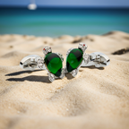Crystal Turtle Cufflinks – Enamel & Faceted Crystal Accents